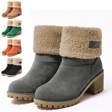 Stivali da neve donna con fodera in pile antiscivolo tacco medio scarpe invernali tempo libero