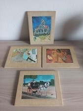 Lotto 4 quadretti vintage con riproduzione capolavori dell'arte