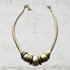 Collana metallo grosso tono argento stile retrò GOT dichiarazione cyber biker vichingo