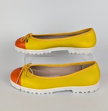 Paul Mayer Attitudes Bravo arancione/giallo vera pelle suola a strappo balletto taglia 7B