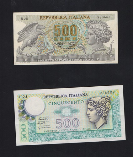 Italia 500 lire aretusa e - lire,