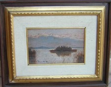 Livorno olio su tavoletta 15x23 stagno Romiti Gino 1945 firmato