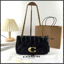 Borsa a tracolla Coach CP150 Tabby 26 trapuntata pelle nappa nero oro outlet nuova
