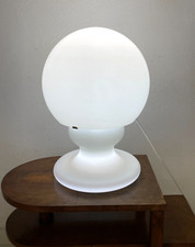 GRANDE RARA LAMPADA DA TAVOLO VETRO OPALINO FONTANA ARTE MAX INGRAND SFERA 1970