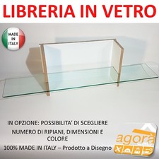 Libreria a giorno appesa mensola portaoggetti a muro ripiano VETRO TEMPERATO