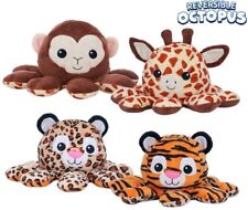 REVERSIBILE OCTOPUS JUNGLE PELUCHE SCIMMIETTA/GIRAFFA O TIGRE/LEOPARDO 30CM PZ.1