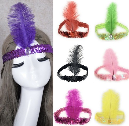 Fascia piuma paillettes - piuma,
