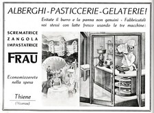 PUBBLICITA' 1938 FRAU THIENE VICENZA SREMATRICE ZANGOLA GELATERIA PASTICCERIA