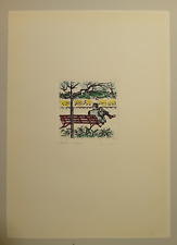 Incisione colorata a mano Orfeo Tamburi uomo seduto con giornale