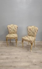 82611 Poltroncina da camera in legno dorato e tessuto damascato