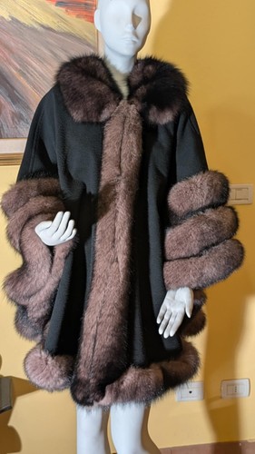 Mantella poncho con pelliccia - poncho,