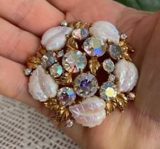 SCHIAPARELLI  SPILLA BROOCH FIRMATA ELEGANTE GRANDE E LUMINOSA ANNI 50