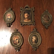 N. 5 Quadri In Miniatura Stampa Su Seta