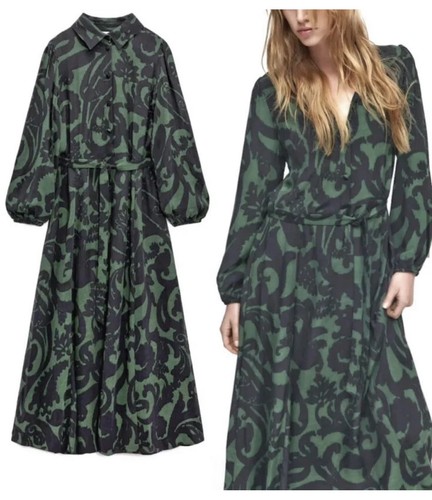 Zara abito lungo stampato nero - zara,