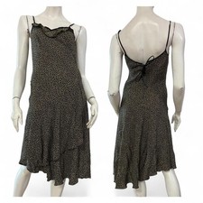 SEVENTY Vestito abito nero fantasia floreale Tg 42 Seta Silk