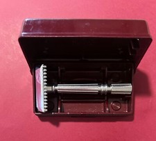Set rasoio di sicurezza vintage GEM Micromatic bordo singolo custodia originale in bachelite nuovo