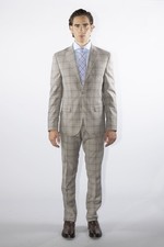 Abito uomo drop 7 sartoriale 2 bottoni Principe di Galles beige