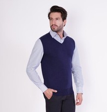 1stAmerican Gilet Scollo a V Maglione Cashmere Seta Uomo Pullover Senza Maniche