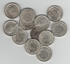 SVIZZERA  1/2 FRANCO ARGENTO vari anni