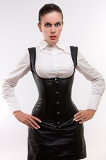 Business Look: IN Pelle Nappa Unterbrustkorsett, Corsetto Sottoseno, Cincher Xx