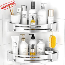 Mensola Doccia Angolare Senza Foratura 2 Pezzi, Portasapone Doccia Adesiva Porta