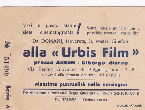 Roma 1940 biglietto - roma, per