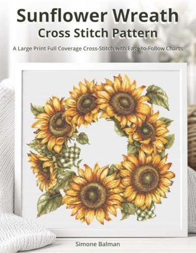 Sunflower wreath cross stitch - sunflower,