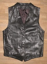 Gilet In Pelle Da Donna In Pelle Liscia Nera Circa Taglia 36-38