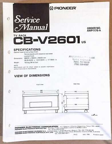 Pioneer v2601 manuale - cb-v2601, di