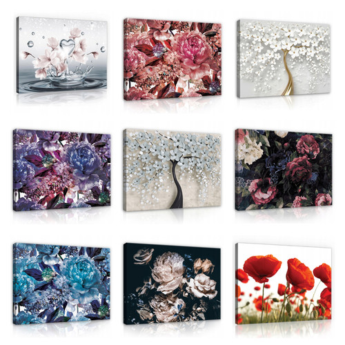 Quadri tela fiori albero - tela,
