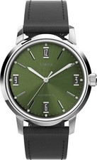 Timex Marlin Automatic Watch 40MM Black Leather Green Dial TW2V44600