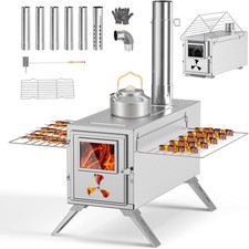 MOPHOTO Stufa a Legna da Campeggio, Stufa Tenda Calda 7 Tubi Camino e Antiscintille