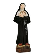 STATUA SANTA RITA DA CASCIA  CM 32,5 IN MARMO RESINA PIENA DECORATA A MANO