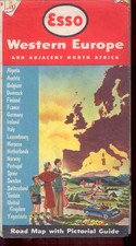 CARTINA WESTERN EUROPE AND NORTH AFRICA -Road Map with Pictorial Guide- ESSO-G5