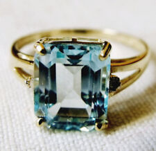 Incantevole ANELLO ORO TOPAZIO BLU 10x8 car4 e 2 DIAMANTI mm1 mis13 1/2 Unisex