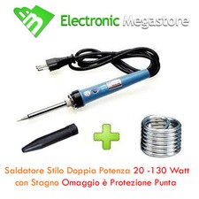 SALDATORE STILO DOPPIA POTENZA 20WATT 130 WATT ATTIVAZIONE A PULS STAGNO OMAGGIO