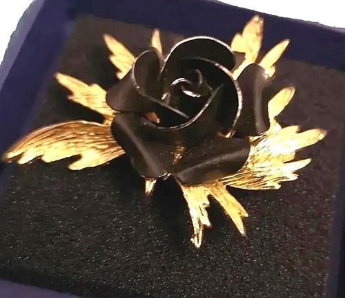 Spilla rosa nera vintage - rosa,