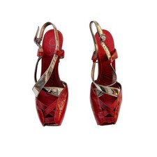 Scarpe con tacco Apepazza Carol in pelle rossa plateau punta aperta TG9