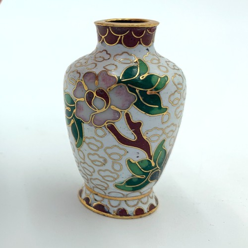 Vaso smaltato cloisonne bianco