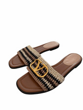 Valentino Garavani sandalo all'uncinetto slide avorio multi taglia 8US 38EU punta aperta $980