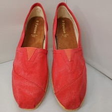 Ballerine slip on in tela Farasion. Colore Corallo con strisce di lavaggio bianco chiaro. TG...