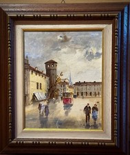 EDMONDO MANEGLIA (1925-2003) -Quadro olio su tela con cornice-Torino anni '30 -