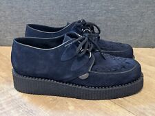 Scarpe con plateau Underground Wulfrun Creepers blu in pelle scamosciata taglia UK 7 ottime condizioni