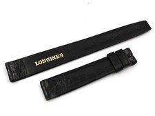 Strap Band Longines Nero 14/12mm Cuciture in Tinta Piatto Elegante Top Quality