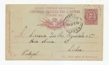 GG920-DESTINAZIONE PORTOGALLO-CP  UMBERTO 1° 1892