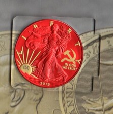 DOLLARO MONETA ARGENTO USA LIBERTY ROSSA SILVER COIN EAGLE SPACE RED DOLLAR RARA