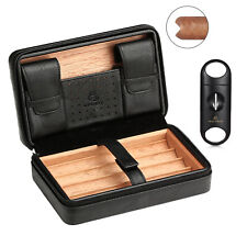 Custodia humidor per sigari da viaggio Galiner legno di cedro scatola umidità pelle con taglierina