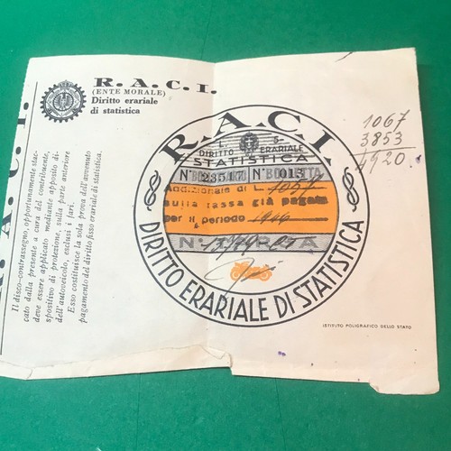 Bollo ricevuta raci 1946 - bollo,