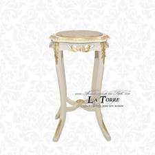 Tavolino barocco alzatina legno avorio con particolari in foglia oro marmo Luigi