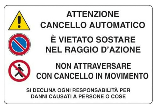Cartello attenzione cancello - cartello,